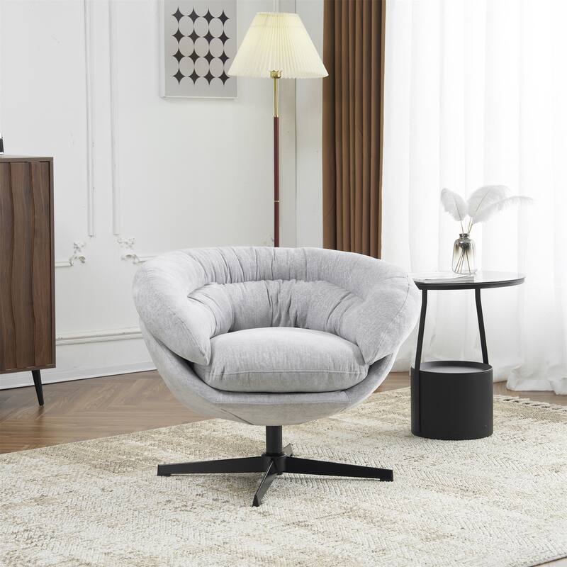 Ergonomic Chenille Office Chair Swivel Chair, Rotating Chair Club Chair Accent Chair with Removable Cushion