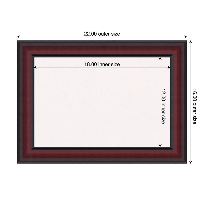 Dalat Cherry Framed Cork Board - Bulletin Board, Organization Board, Pin Board - White - 22 x 16 in