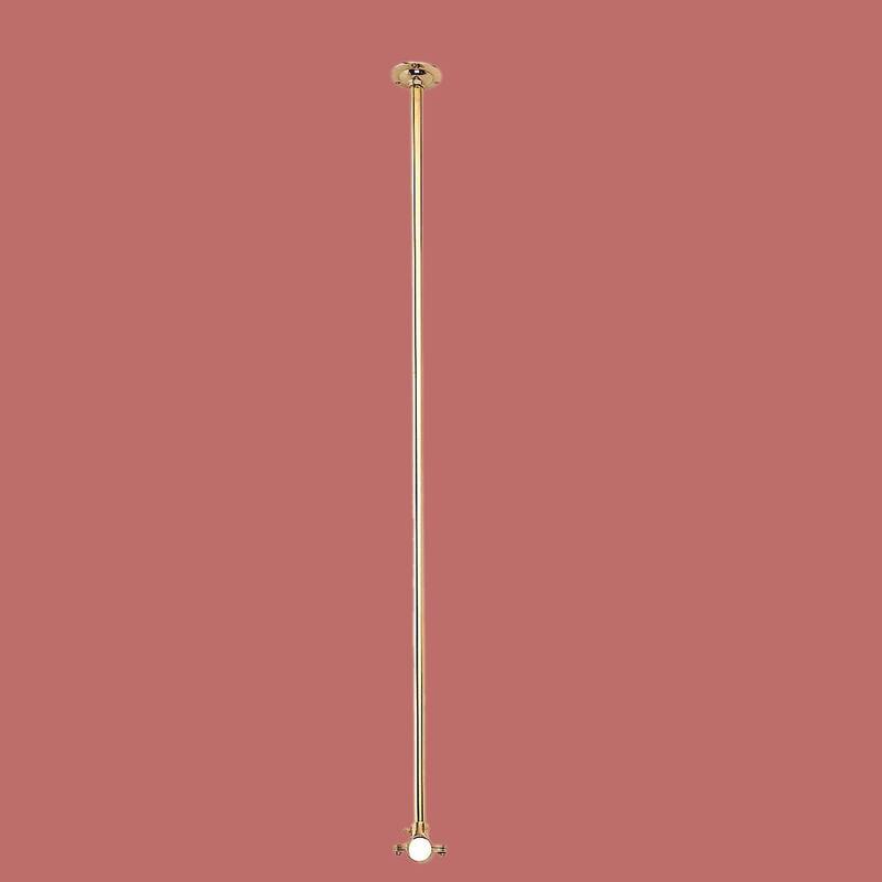 Solid Brass Ceiling Brace for Shower Surround 38" Length 1 1/8" Diameter Rod with Mounting Flange and Clamp
