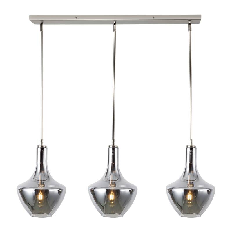 Light Society Modena 3-Light Island Light - Satin Nickel/Smokey