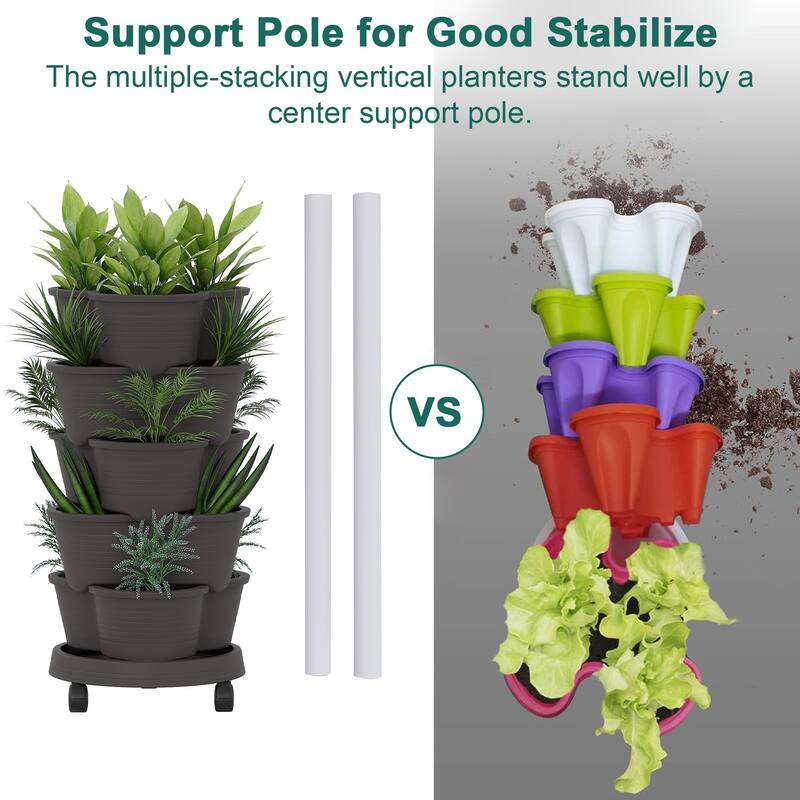 Vertical Strawberry Planter 5 Tier Hanging Vertical Gardening Planter Stackable Garden Tower Pot for Strawberries Flowers