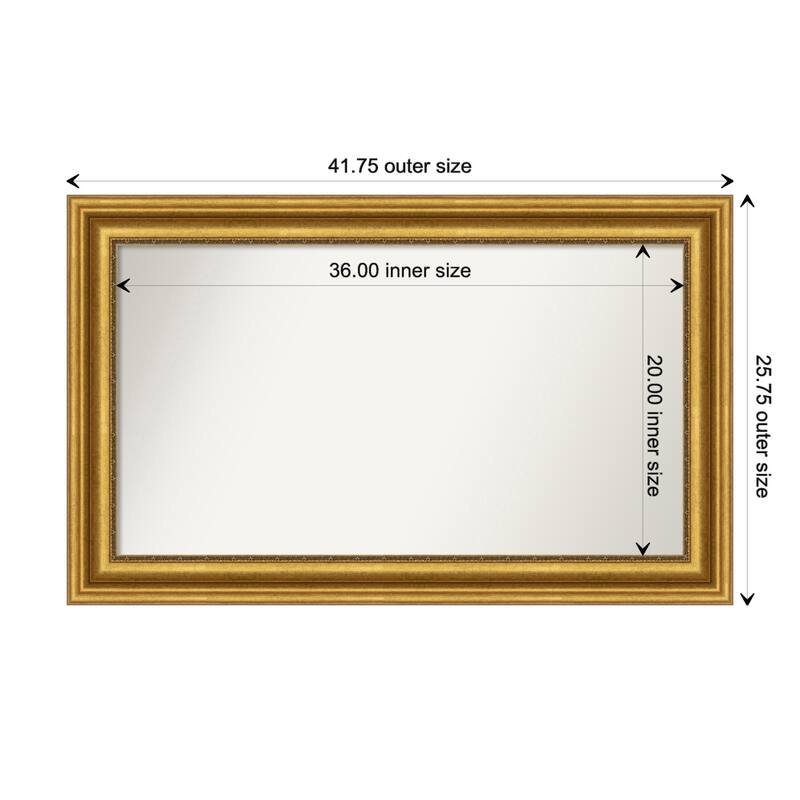 Parlor Gold Framed Non-Beveled Custom Wall Mirror, Bathroom Vanity Mirror - Outer Size: 41.75 x 25.75
