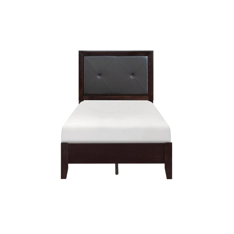 Elysee 3 Piece Espresso Modern Faux Leather Upholstered Tufted Panel Bedroom Set