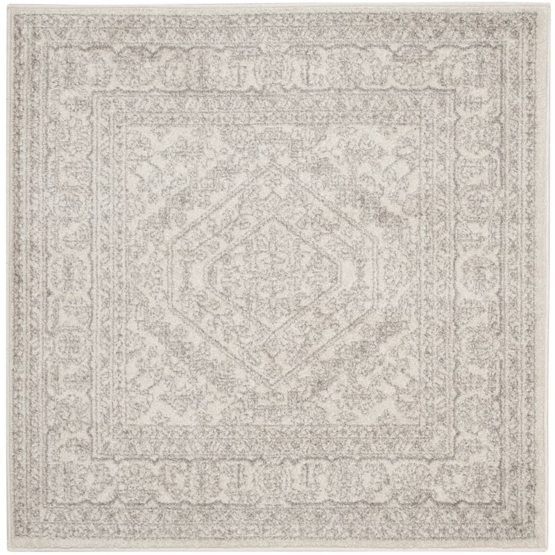 SAFAVIEH Adirondack Sian Rustic Oriental Medallion Rug - 4' Square - Ivory/Silver