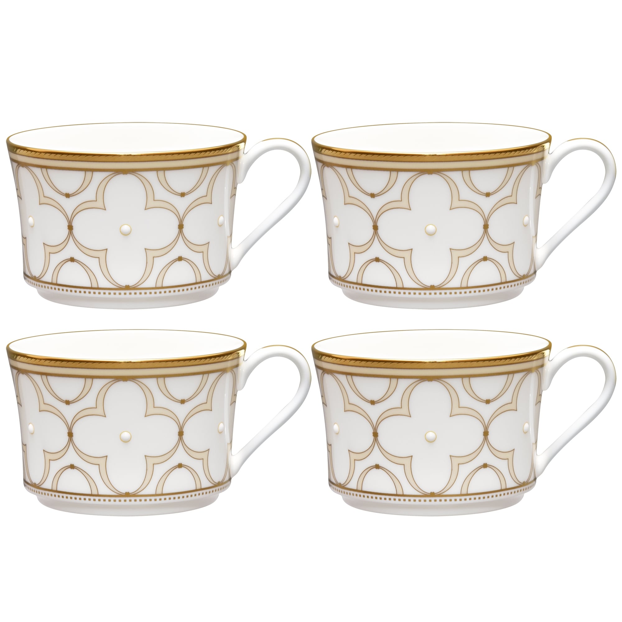 Noritake Trefolio Gold Set Of 4 Tea Cups, 7-1/2 Oz.