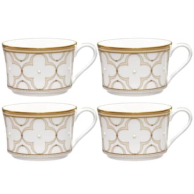 Noritake Trefolio Gold Set Of 4 Teacups, 7-1/2 oz.
