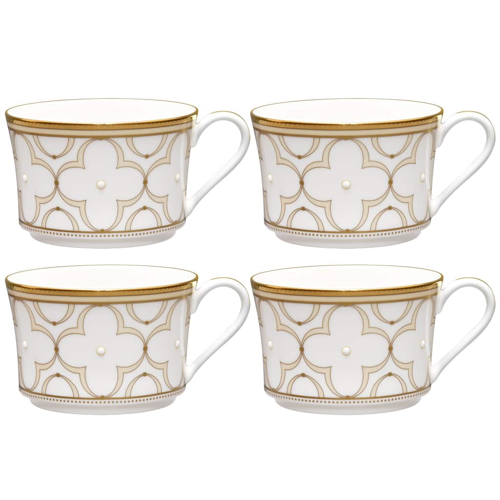 Noritake Trefolio Gold Set Of 4 Teacups, 7-1/2 oz.