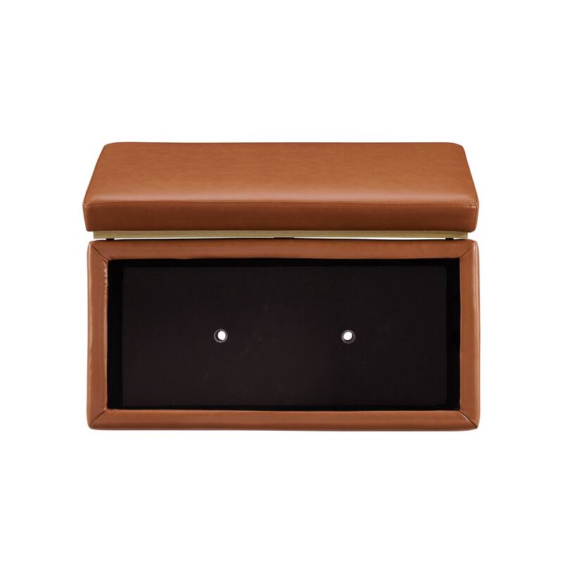 Rue Faux Leather Rectangle Storage Ottoman