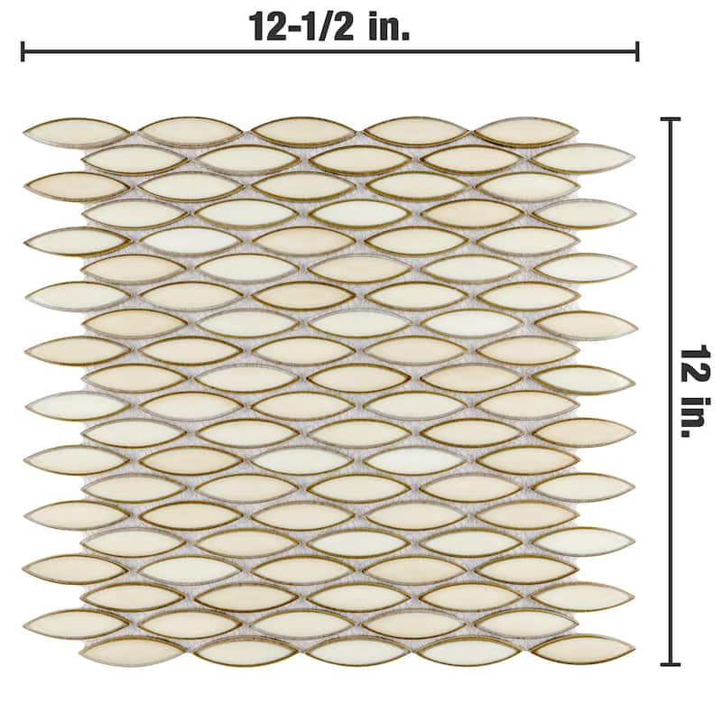 Merola Tile Pescado Glossy Crema 12" x 12-1/2" Porcelain Floor and Wall Tile