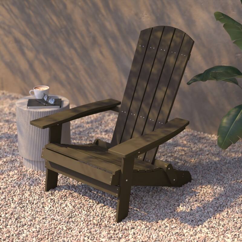 Set of 2 Poly Resin Folding Adirondack Chair-Indoor/Outdoor Patio Chair