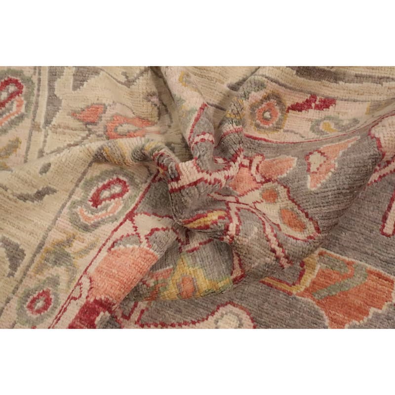 Hand Knotted Oriental 100% Wool Carpet Transitional All-Over Greys & Charcoal Oushak Area Rug - 13' 11'' X 10' 6''