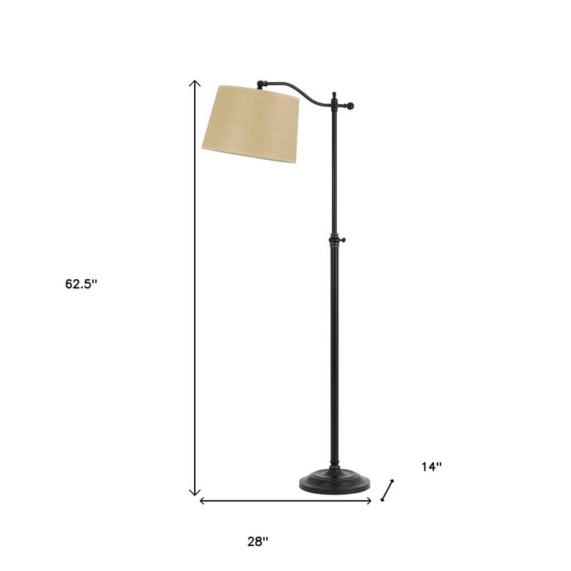 HomeRoots 63" Bronze Metal Adjustable Floor Lamp With Tan Paper Square Shade - 28