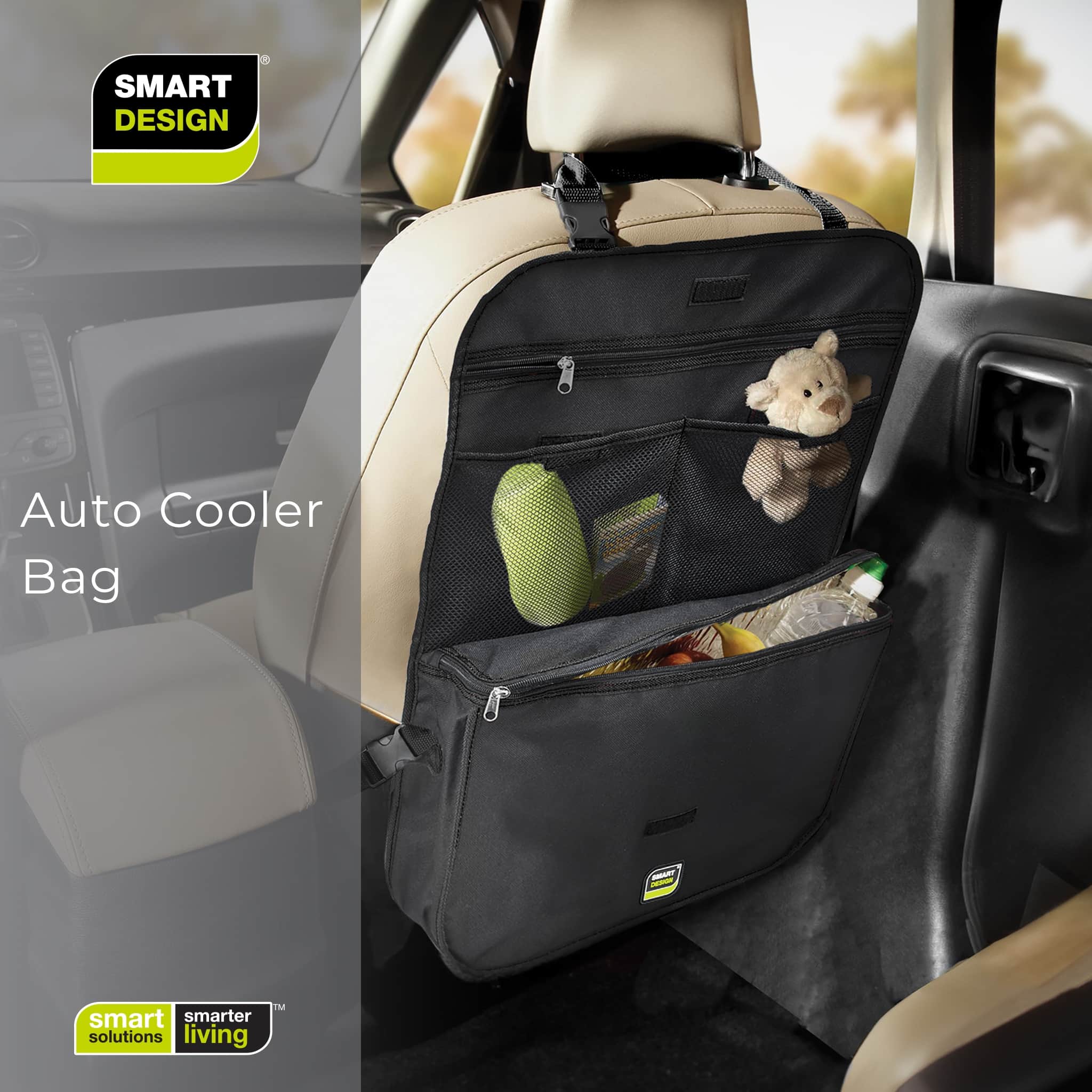 Smart Design Car Cooler Organizer Bag - Insulated Storage Tote - Bed ...