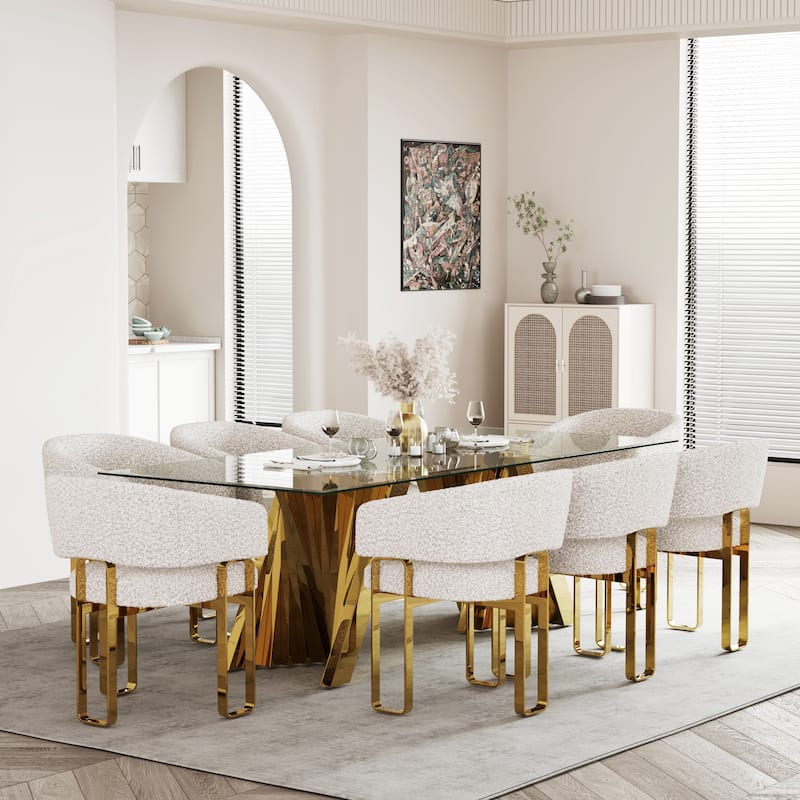 78 inch and 94 inch Glass Dinner Table Falcone Kitchen and Dining Table