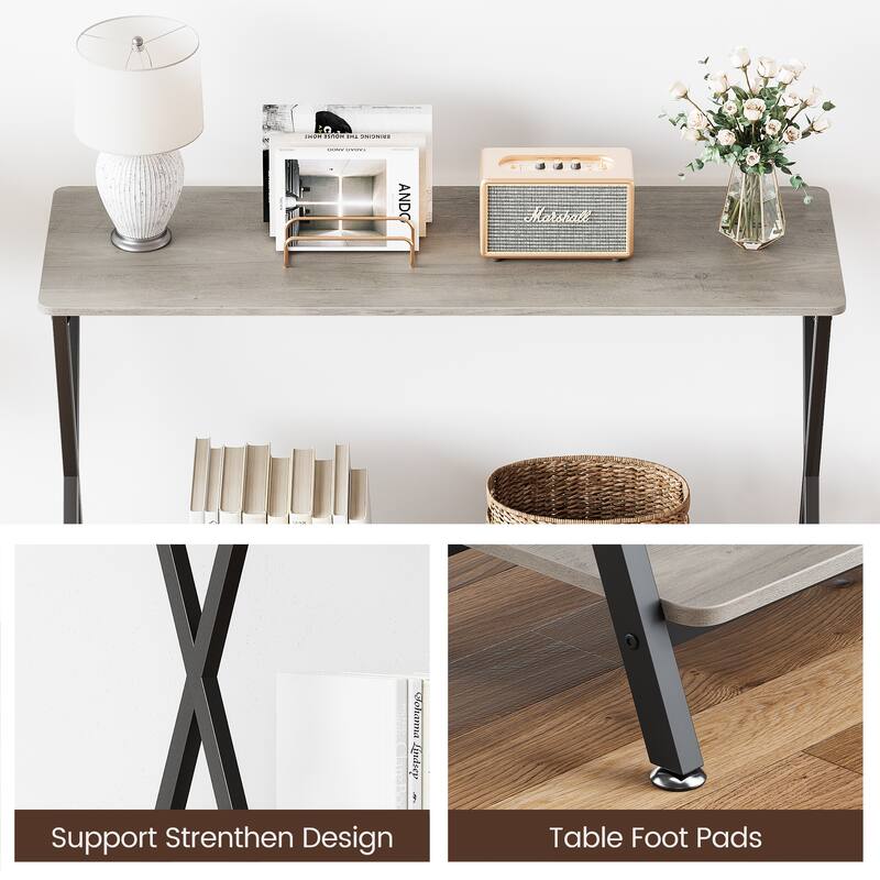 Sofa Tables Narrow Entryway Table with Storage Shelf and Metal Frame
