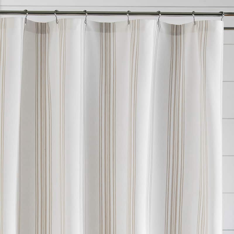 Farmhouse Living Homestead Stripe Fabric Bathroom Shower Curtain