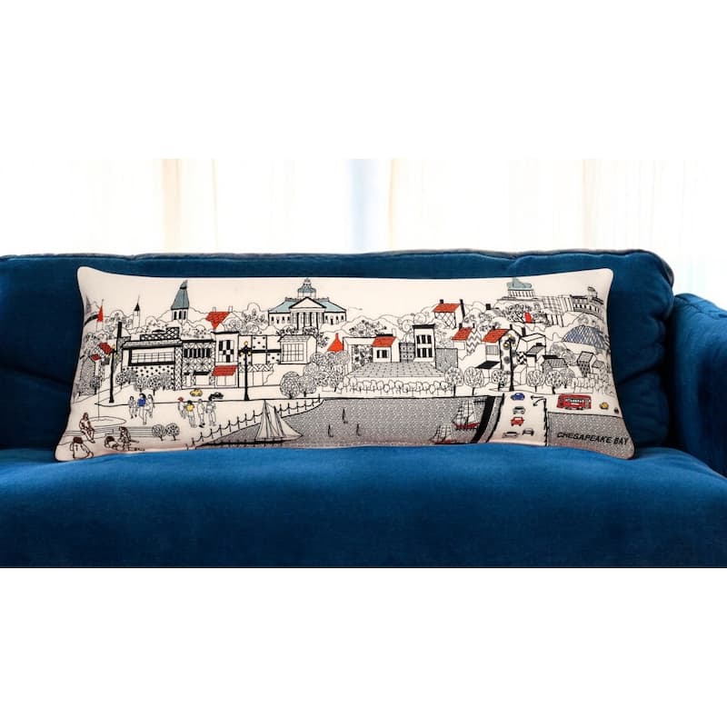 HomeRoots 35" White Annapolis Daylight Skyline Lumbar Decorative Pillow - Bed Rest - Polyester