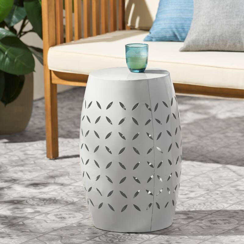 12" Accent Side Table, Cylindrical Design End Table for Living Room, Family Room, or Entryway, Industrial Style