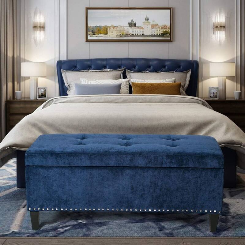 Rectangle Tufted Lift Top Storage Ottoman