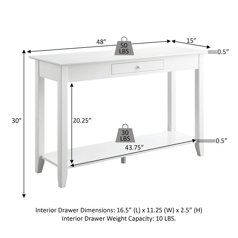 Convenience Concepts American Heritage 1 Drawer Console Table with Shelf