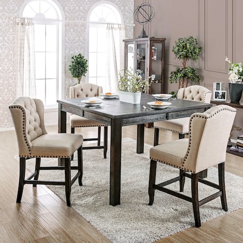 Furniture of America Morz Rustic Ivory 5-piece Counter Dining Set