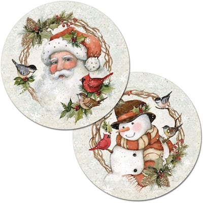 CounterArt Winter Forest by Susan Winget Reversible Easy Care Set of Four Placemats, Made in The USA - 13.5x13.5