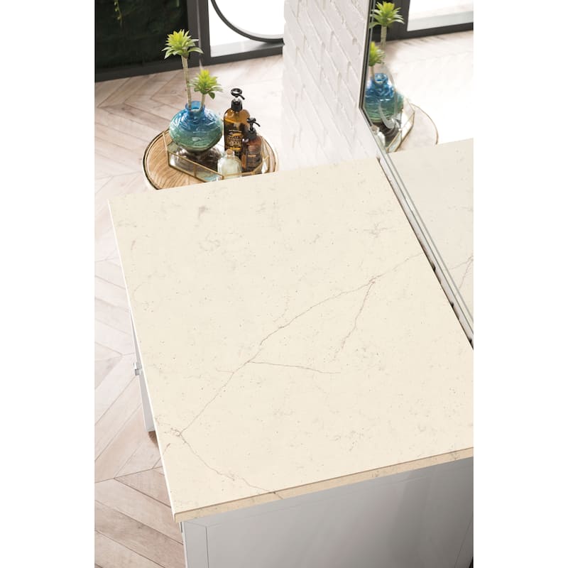 James Martin Vanities Athens 30" Countertop Unit (Makeup Counter), Glossy White - Eternal Marfil Quartz
