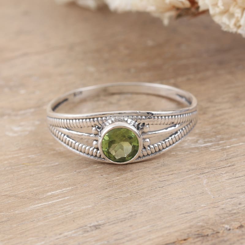 Novica Handmade Fortunate Eden Peridot Domed Single Stone Ring