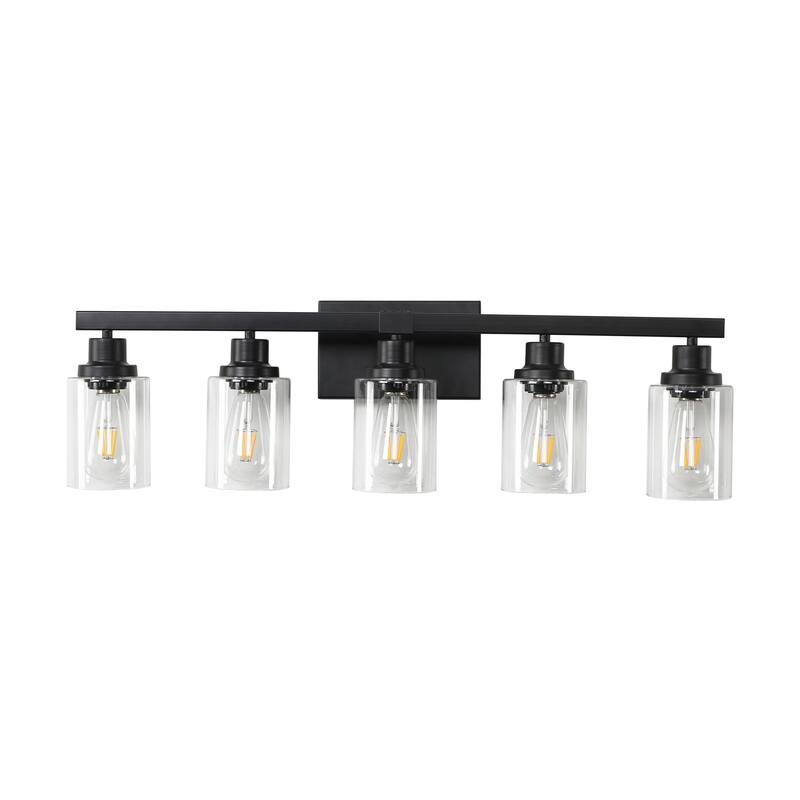 31" 5-Light Vanity Light with Clear Glass Shades, Modern Iron Metal Bathroom Wall Fixture for Mirror(No Bulbs)