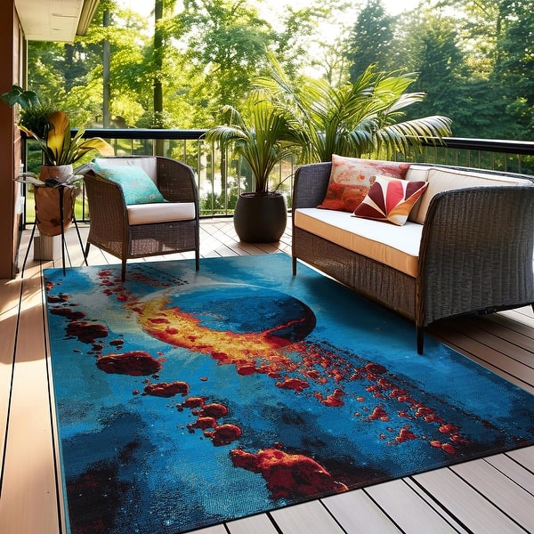 World Rug Gallery Galactic Wonder Galaxy Indoor/Outdoor Area Rug - Bed ...