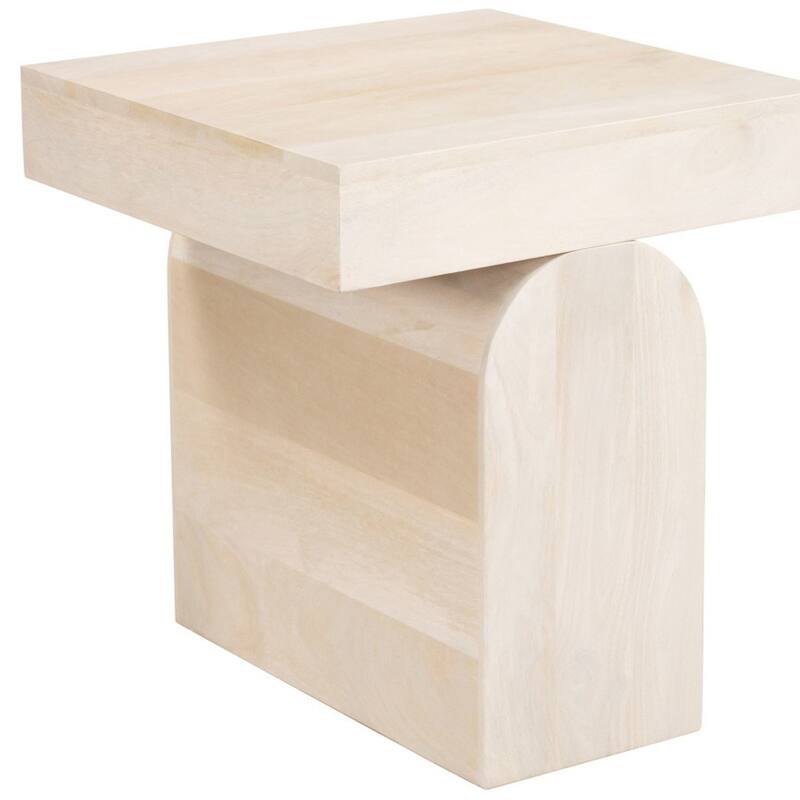 HomeRoots 22" Natural Solid Wood Square Pedestal End Table - 21' X '22' X '21
