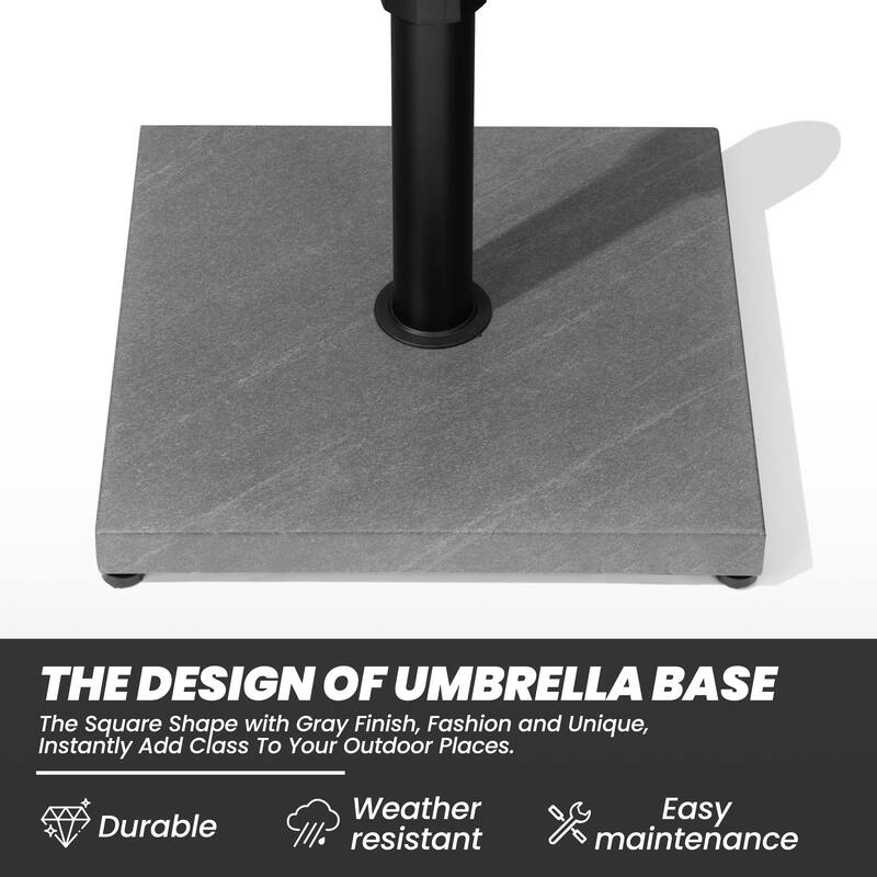Outdoor Market Umbrella Base Holder Square Concrete / Cement Metal w/Wheels