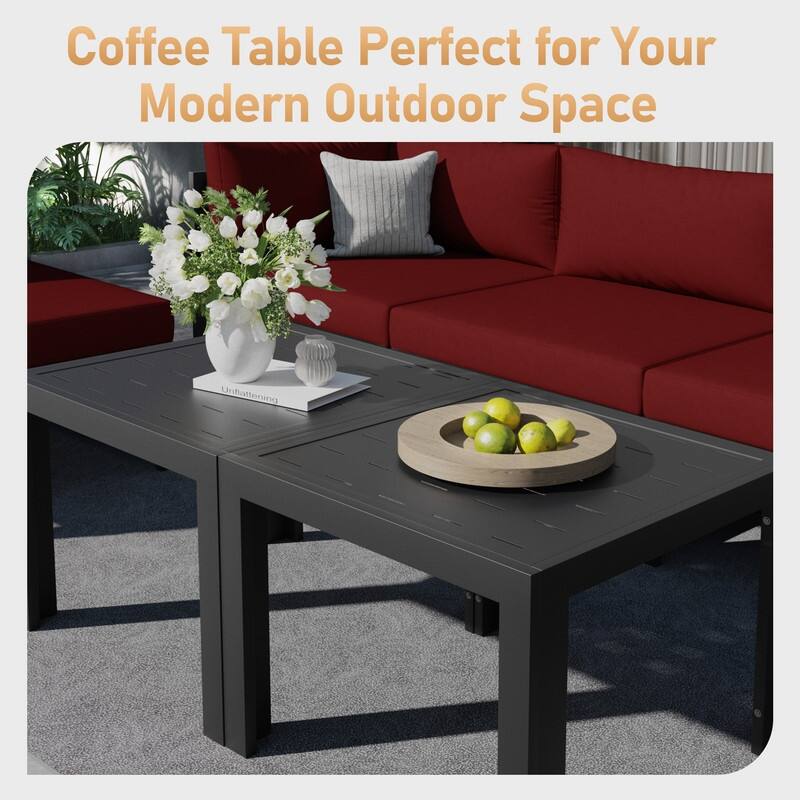 FINCATI Aluminum Outdoor Patio Furniture Conversation Sectional Sofa Set
