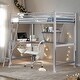 preview thumbnail 1 of 10, Twin Size Loft Bed with Built-in Desk and Shelf, Sturdy Metal & MDF Frame Silver