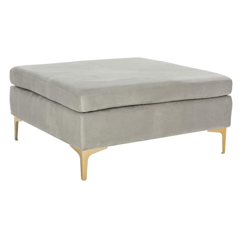 SAFAVIEH Giovanna Grey/ Brass Square Ottoman