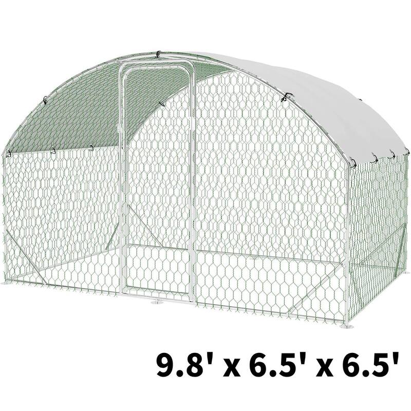 Waterproof Metal Chicken Run, Walk-in Poultry Cage for Yard, Farm - 9.8' x 6.5' x 6.5'