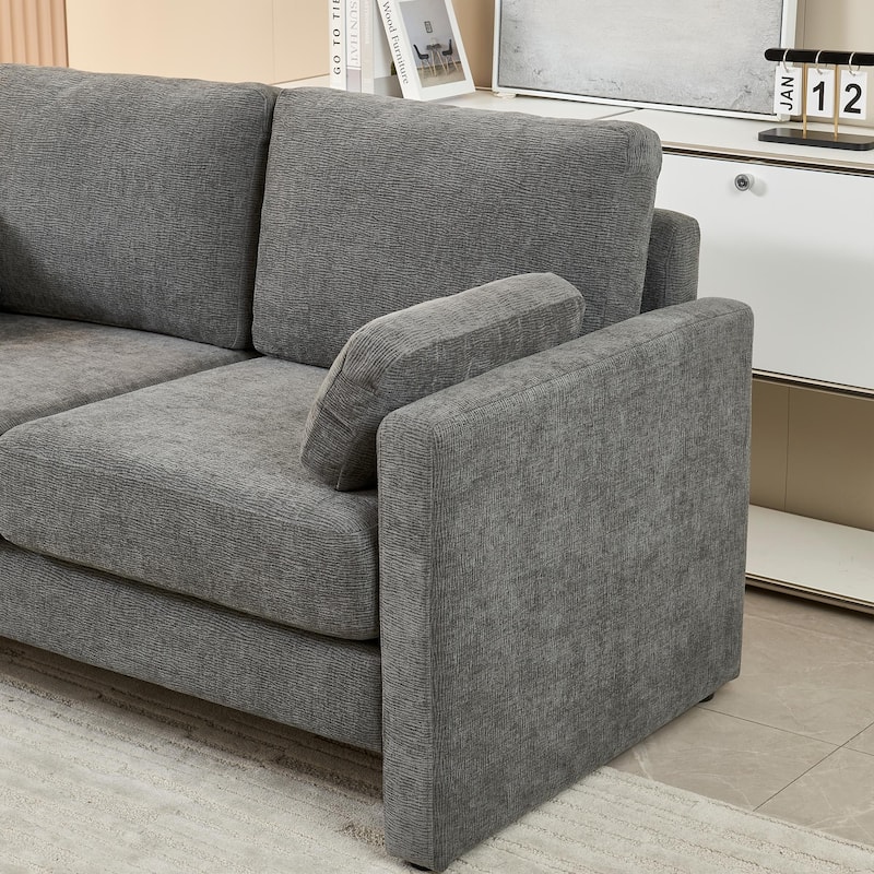 Love Seat with Back Cushions for Bedroom, Accent Sofa Couch with Square Armrests, Multifunctional 2-Seat Settee