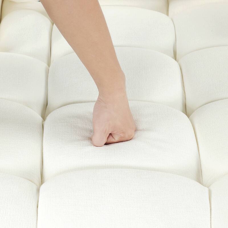 110" Oversized Chenille Convertible U-shaped Sectional Sofa with Pull-out Bed, Double Storage Chaise Lounges, and 2 USB Ports