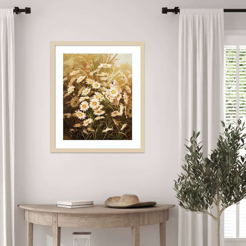 Daisies By Ellen Thayer Fisher by Ellen Thayer Fisher Wood Framed Wall Art Print