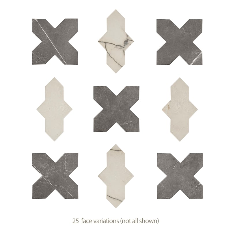 Merola Tile Istanbul Squire Shield Day with Night Cross 6" x 8-3/8" Porcelain Floor and Wall Tile - Case (48 Tiles)