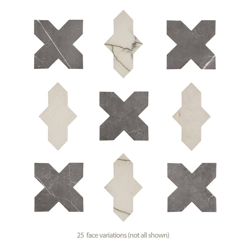 Merola Tile Istanbul Templar Shield Day with Night Cross 8-3/8" x 8-3/8" Porcelain Floor and Wall Tile - Case (36 Tiles)