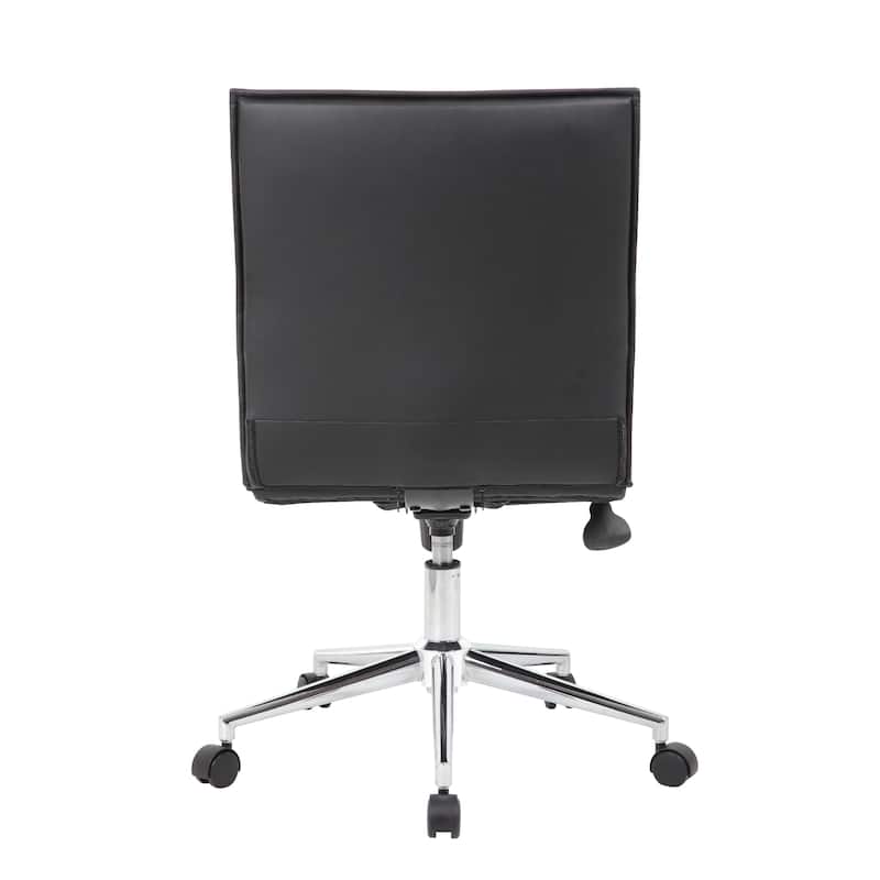 Haily Rolling Armless Commercial Grade Chair with Chrome Base, Black Vinyl