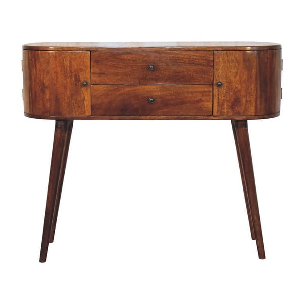 slide 2 of 8, Artisan Furniture Solid Wood Grove Chestnut Console Table