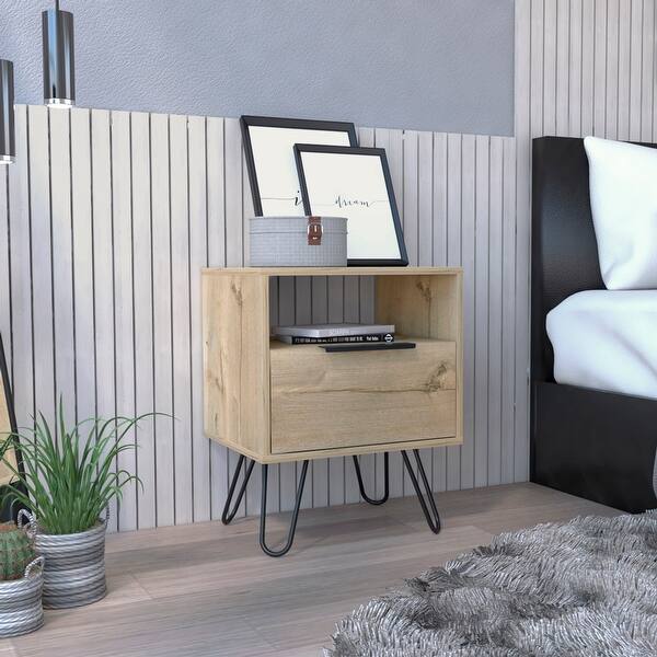 Minimalist Nightstand Fashion Nightstand with One Drawers Four Support Feet, with a Design Sense