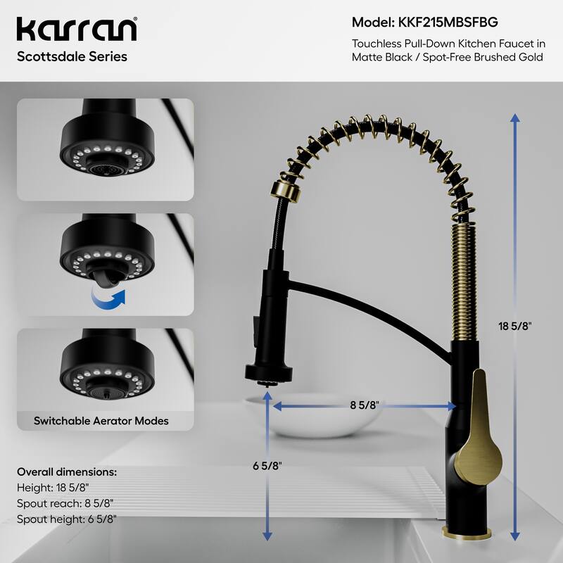 Karran Scottsdale Single-Handle Pull-Down Sprayer Touchless Kitchen Faucet