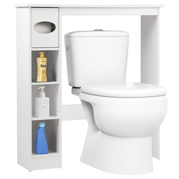 Cabinet Organizer with Double Door and 2 Shelves Storage Rack PAK Furniture Over The Toilet Bathroom Space Saver White