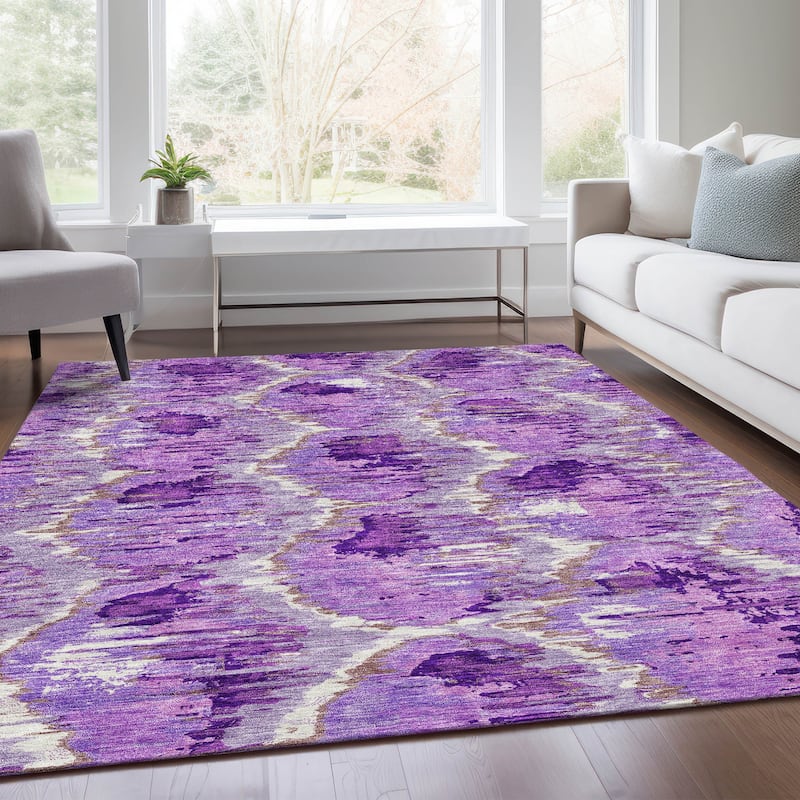Machine Washable Indoor/ Outdoor Chantille Contemporary Abstract Rug