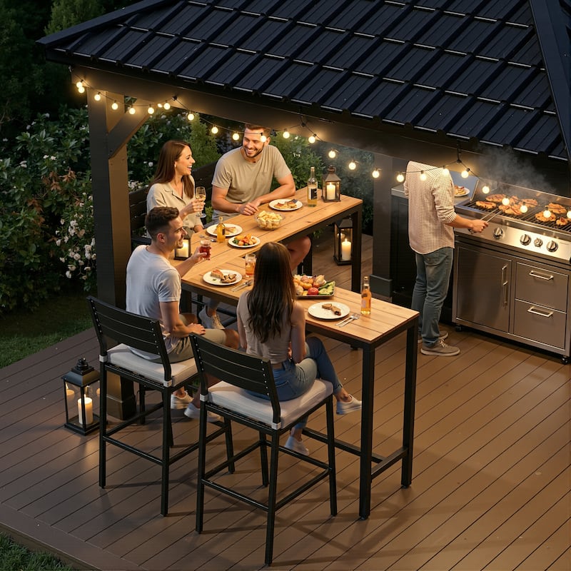 Crestlive Products Outdoor L-Shaped Patio Bar Table Pub Table Dining Table