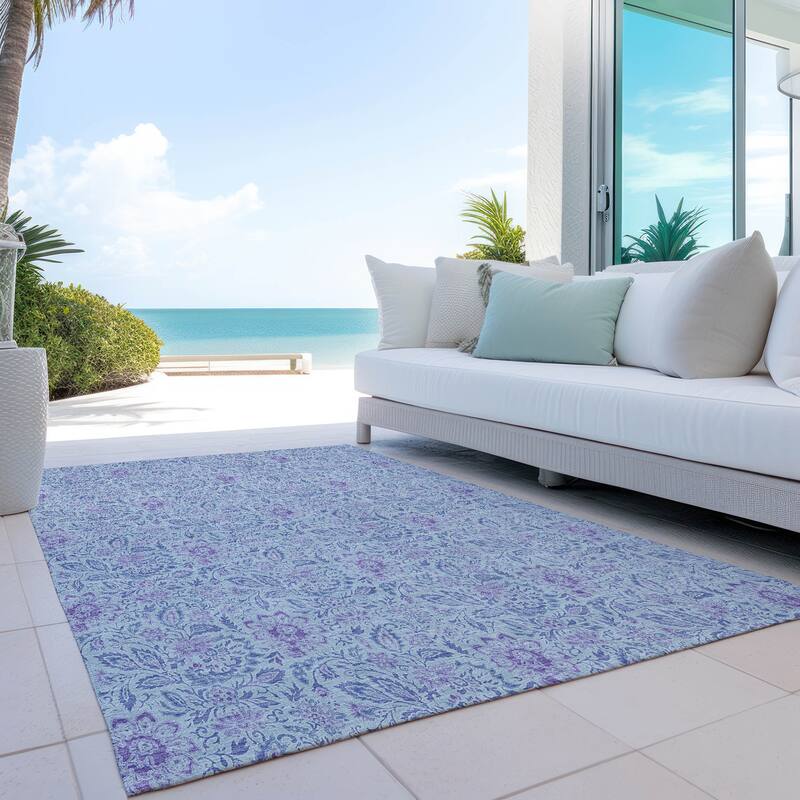 Machine Washable Indoor/ Outdoor Chantille Farmhouse Floral Rug