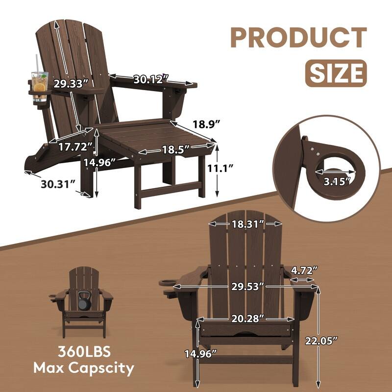 Folding Outdoor Chair with 3-Position Reclining Backrest & Telescoping Footrest